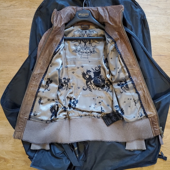 Mackage "Nev" Leather Bomber in Cognac - Picture 16 of 16